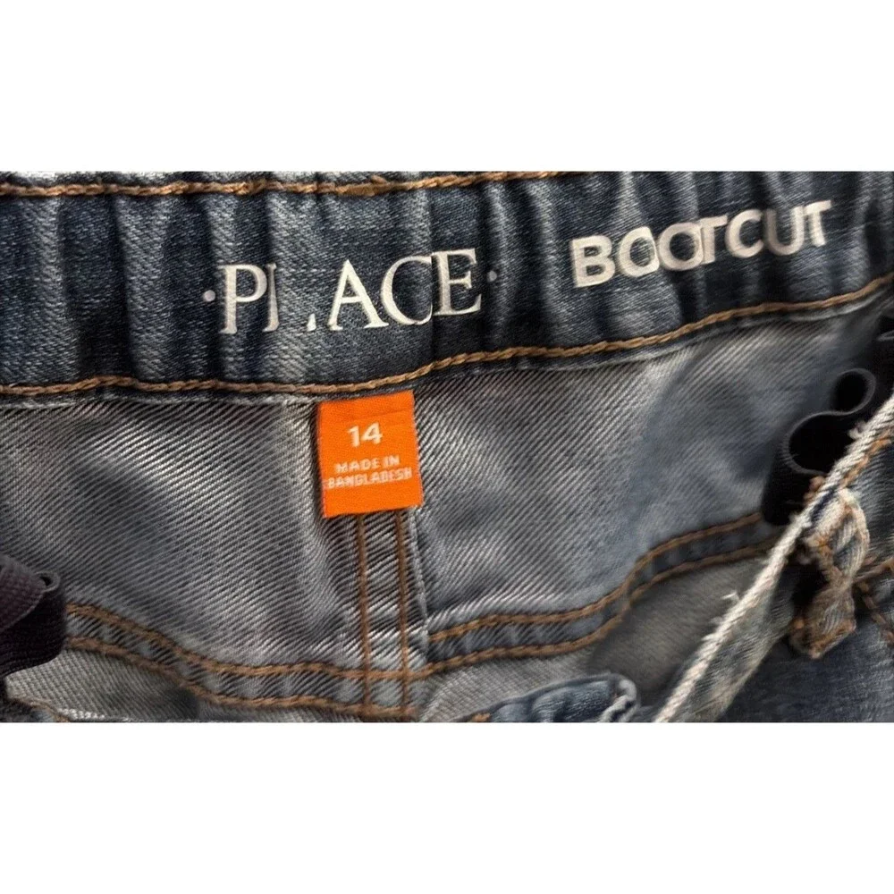 2 Pair Childrens Place Boys Youth Bootcut Jeans Elastic Waist Size 14 Regular